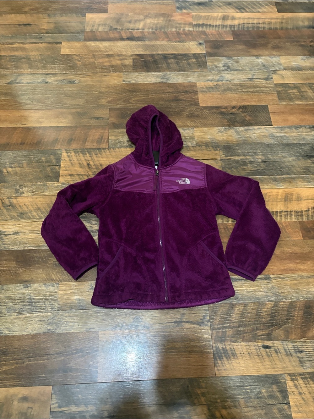 The North Face Girls' Hooded Fleece Jacket in Deep Plum
